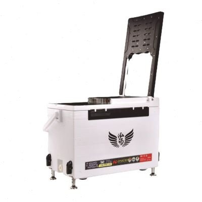 A new large-capacity-capable fishing box with an extra light belt by a back puller can sit on a heat-preserve fishing tank full of multi-purpose fishing boxes